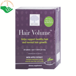 Viên uống Hair Volume New Nordic hỗ trợ giảm rụng tóc, nuôi dưỡng nang tóc (Hộp 2 vỉ x 15 viên)