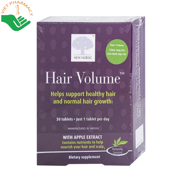 Viên uống Hair Volume New Nordic hỗ trợ giảm rụng tóc, nuôi dưỡng nang tóc (Hộp 2 vỉ x 15 viên)