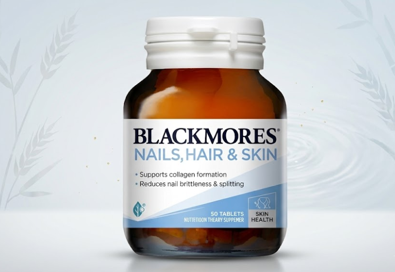 Viên uống Nails, Hair & Skin Blackmores hỗ trợ nuôi dưỡng tóc, da và móng chắc khỏe, giảm gãy rụng tóc (Hộp 60 viên)