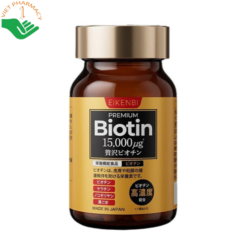Viên uống Premium Biotin 15,000µg Eikenbi giúp giảm rụng tóc, kích thích mọc tóc, hỗ trợ đen tóc và nuôi dưỡng tóc chắc khỏe (Hộp 60 viên)