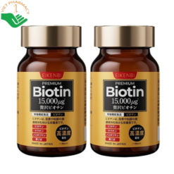 Viên uống Premium Biotin 15,000µg Eikenbi giúp giảm rụng tóc, kích thích mọc tóc, hỗ trợ đen tóc và nuôi dưỡng tóc chắc khỏe (Hộp 60 viên)