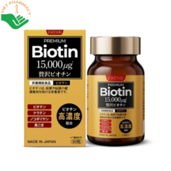 Viên uống Premium Biotin 15,000µg Eikenbi giúp giảm rụng tóc, kích thích mọc tóc, hỗ trợ đen tóc và nuôi dưỡng tóc chắc khỏe (Hộp 60 viên)