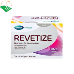 Viên uống Revetize Mega Lifesciences hỗ trợ giảm rụng tóc, kích thích mọc tóc mới và giúp tóc chắc khỏe (Hộp 3 vỉ x 10 viên)