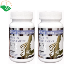 Viên uống Supplement EX Best Biotin hỗ trợ giảm rụng tóc, kích thích mọc tóc (Hộp 90 viên)