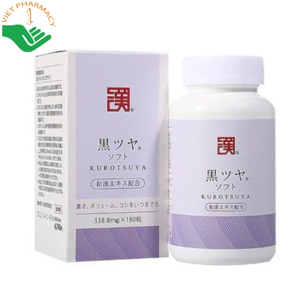 Viên uống đen tóc & mọc tóc Kurotsuya Wakan Sinca giúp giảm bạc tóc sớm, giảm rụng tóc và nuôi dưỡng tóc đen khỏe (Hộp 180 viên)