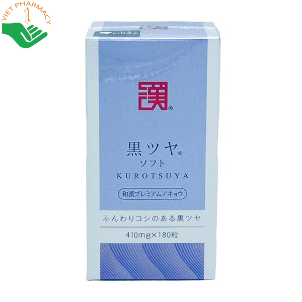 Viên uống đen tóc & mọc tóc Kurotsuya Wakan Sinca giúp giảm bạc tóc sớm, giảm rụng tóc và nuôi dưỡng tóc đen khỏe (Hộp 180 viên)