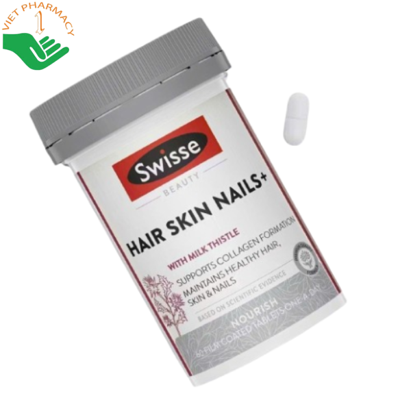 Viên uống Hair Skin Nails Swisse hỗ trợ đẹp da, chắc khỏe tóc và móng (Hộp 60 viên)