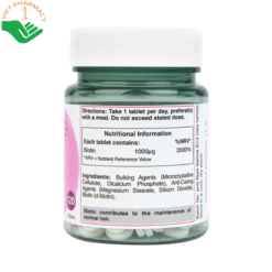 Viên uống mọc tóc Biotin Holland & Barrett hỗ trợ giảm rụng tóc và giúp tóc dày khỏe hơn (Hộp 120 viên)