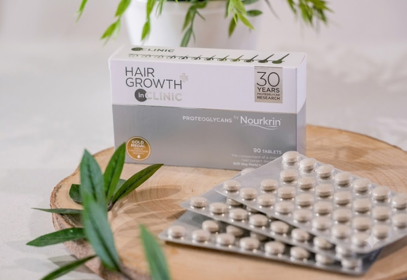 Viên uống mọc tóc Hair Growth+ inCLINIC Nourkrin giúp hỗ trợ giảm rụng tóc, kích thích mọc tóc và tăng mật độ tóc (Hộp 90 viên)