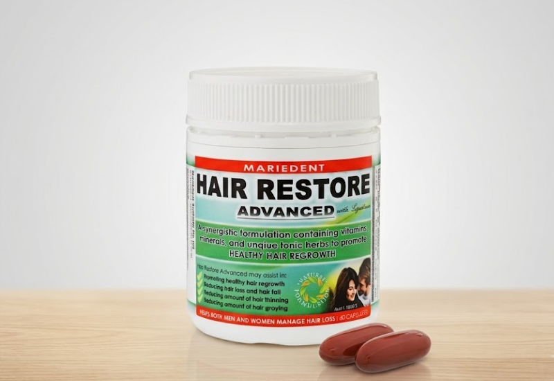 Viên uống mọc tóc Hair Restore Advanced Mariedent hỗ trợ giảm rụng tóc, kích thích mọc tóc và giúp tóc dày, chắc khỏe (Hộp 60 viên)