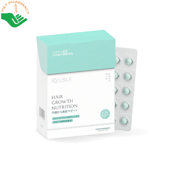 Viên uống mọc tóc Ryusui Hair Growth Nutrition API Pharma hỗ trợ giảm gãy rụng, nuôi dưỡng tóc (Hộp 2 vỉ x 10 viên)
