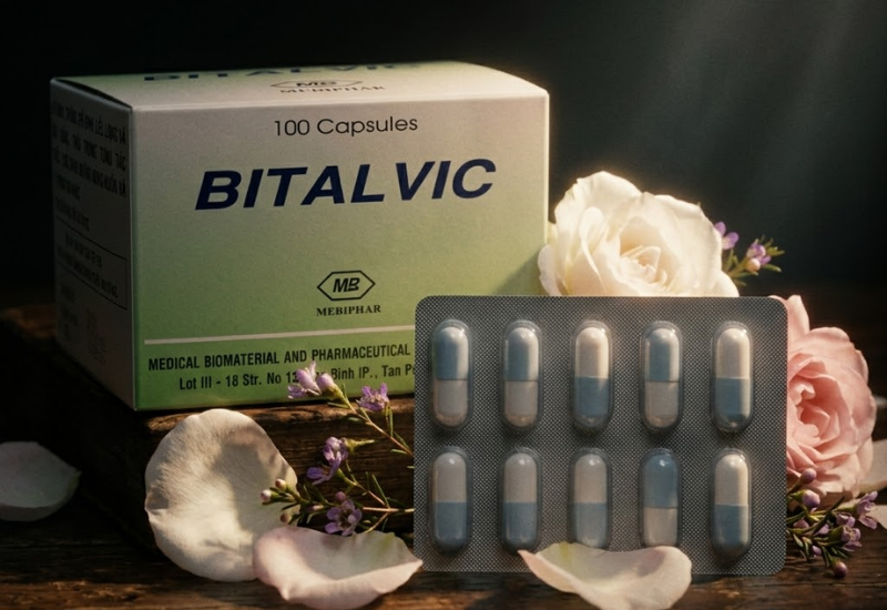 Thuốc giảm đau hạ sốt Bitalvic Mebiphar (Hộp 10 vỉ x 10 viên)
