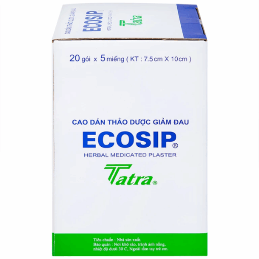 Cao dán thảo dược Ecosip Tatra Sheng Chun Tang Pharm (Hộp 20 gói x 5 miếng)