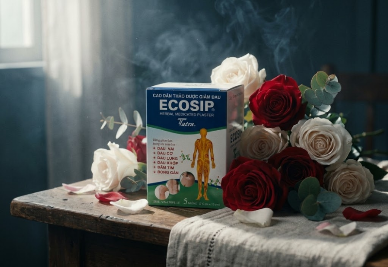 Cao dán thảo dược Ecosip Tatra Sheng Chun Tang Pharm (Hộp 20 gói x 5 miếng)