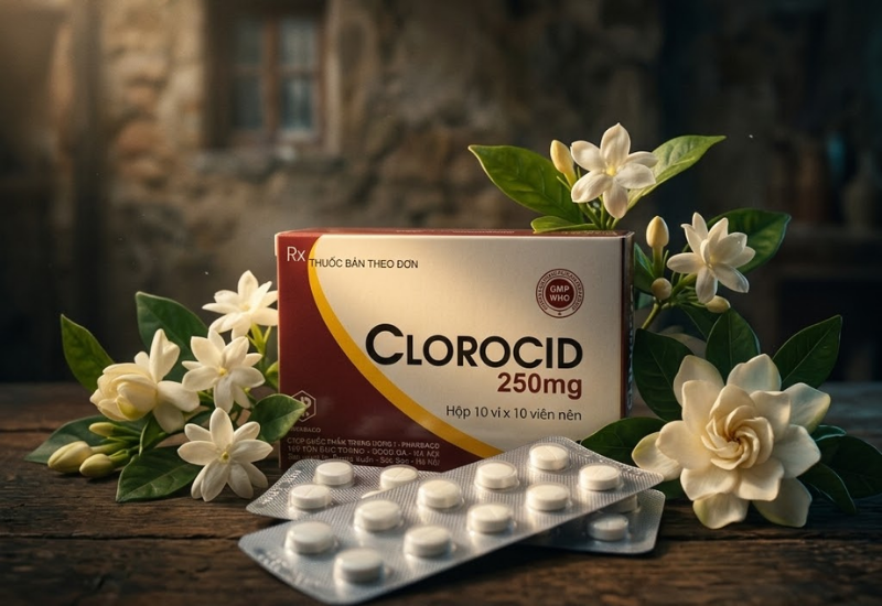 Thuốc kháng sinh điều trị nhiễm khuẩn Clorocid 250mg Pharbaco (Hộp 10 vỉ, mỗi vỉ 10 viên)