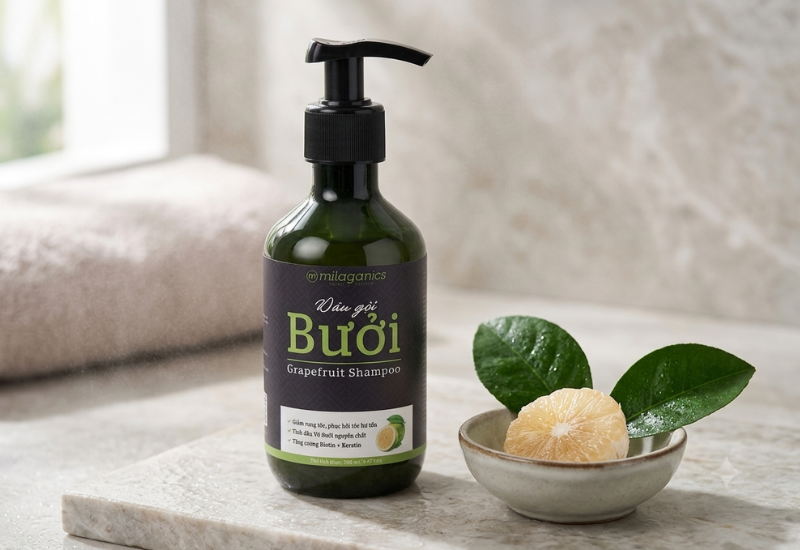 Dầu gội bưởi Milaganics ngăn ngừa gãy rụng, kích thích mọc tóc (Chai 250ml)