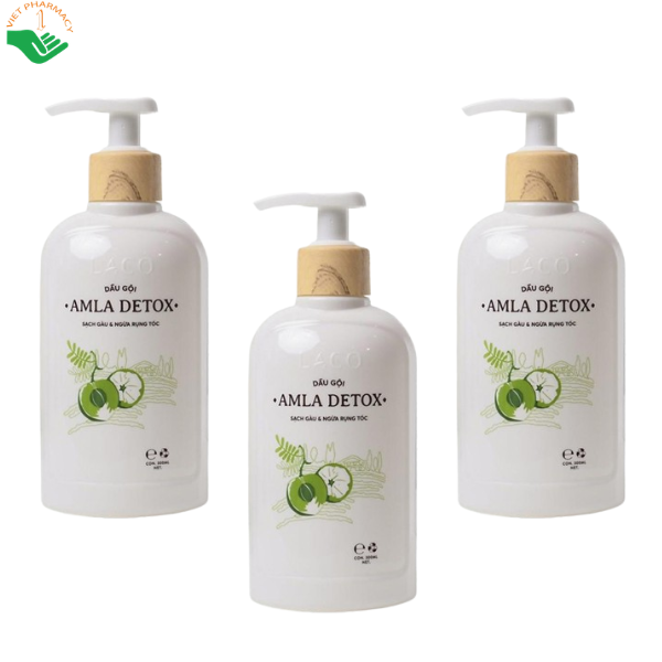 Dầu gội đầu Amla Detox Laco giảm rụng tóc, phục hồi tóc hư tổn và kích thích mọc tóc (Chai 300ml)