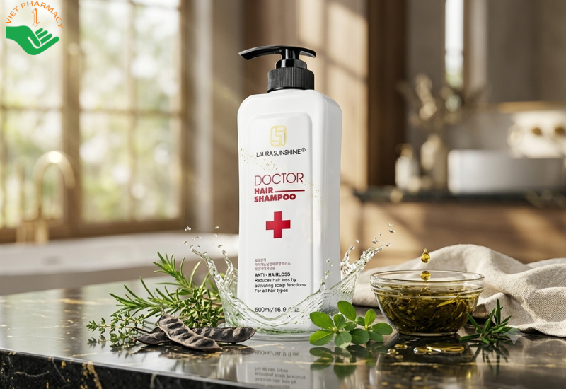 Dầu gội Doctor Hair Shampoo Laura Sunshine hỗ trợ giảm rụng tóc, làm sạch da đầu (Chai 500ml)