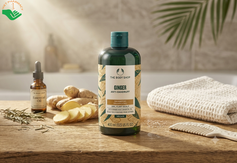 Dầu gội gừng Ginger Scalp Care Shampoo The Body Shop giúp chống gàu, xoa dịu cảm giác khô, ngứa da đầu (Chai 400ml)