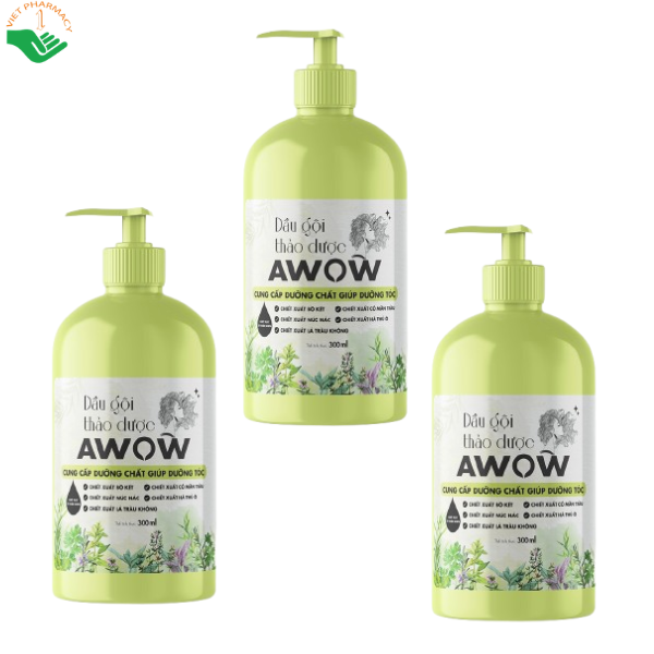 Dầu gội thảo dược Awow giúp chăm sóc da đầu, kích thích mọc tóc (Chai 300ml)
