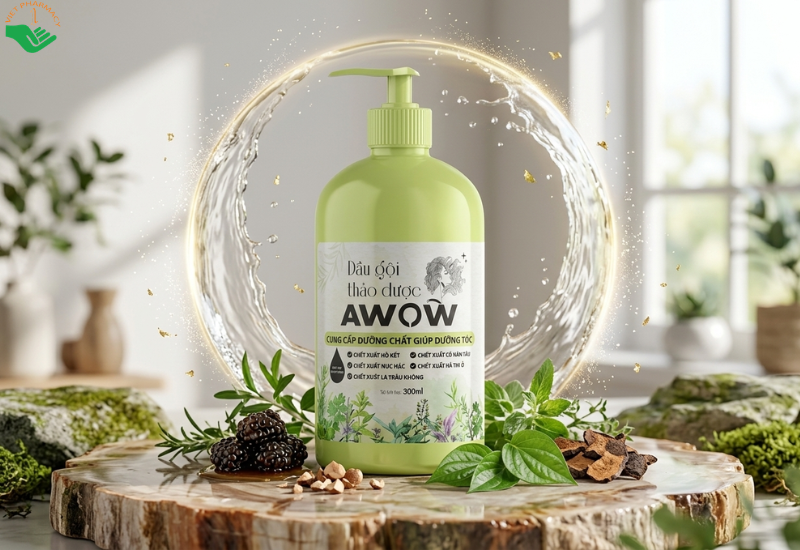Dầu gội thảo dược AWOW giúp chăm sóc da đầu, kích thích mọc tóc (Chai 300ml)