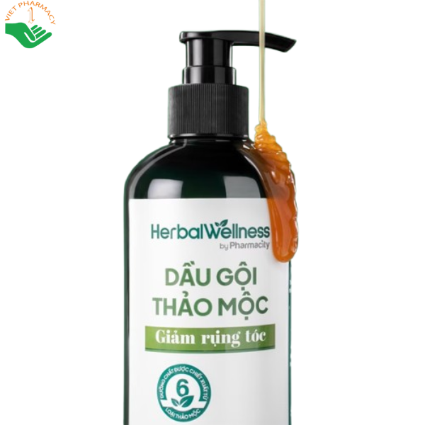 Dầu gội thảo mộc Herbal Wellness By Pharmacity giảm rụng tóc, dưỡng tóc chắc khỏe, mềm mượt (Chai 450ml)