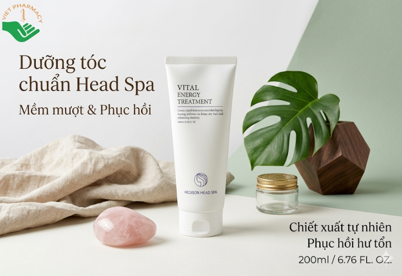 Dầu xả dưỡng tăng sức sống cho tóc Vital Energy Treatment Dr.Hedison phục hồi tóc hư tổn và giảm gãy rụng (Tuýp 500ml)