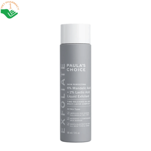 Dung dịch loại bỏ tế bào chết Skin Perfecting 6% Mandelic Acid + 2% Lactic Acid Liquid Exfoliant Paula's Choice loại bỏ da khô và làm sáng da (Chai 88ml)