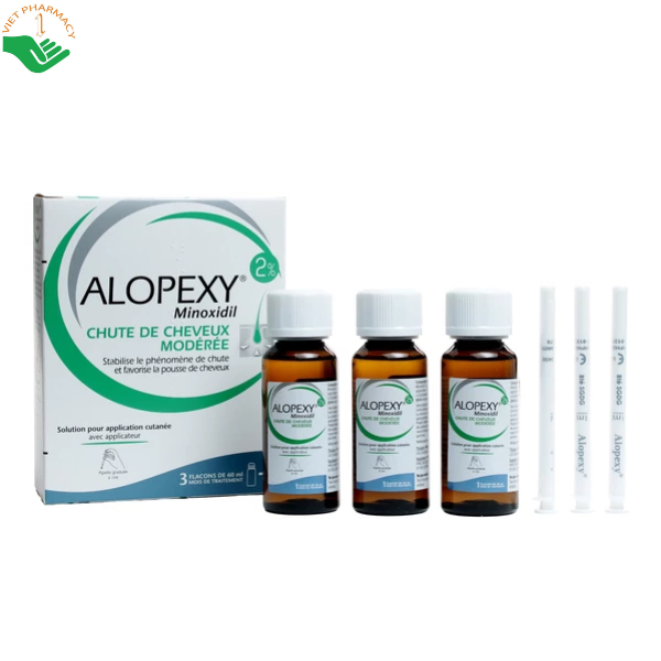 Dung dịch Minoxidil 2% Alopexy kích thích mọc tóc và giảm rụng tóc (Hộp 3 lọ)