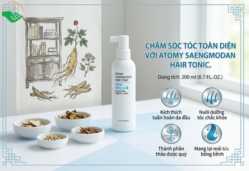 Dung dịch xịt thảo dược Saengmodan Hair Tonic Atomy ngăn rụng tóc và kích thích mọc tóc (Chai 200ml)