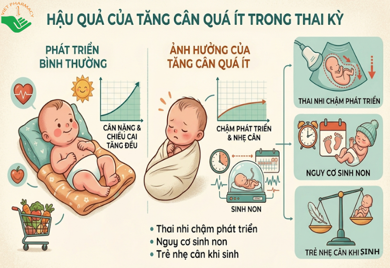 Hậu quả của tăng cân quá ít trong thai kỳ
