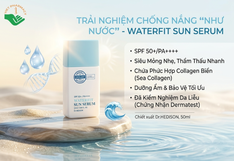 Huyết thanh chống nắng WaterFit Sun Serum Dr.Hedison bảo vệ da trước tia UVA và UVB (Chai 50ml)