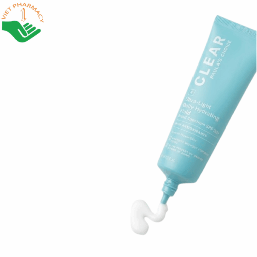 Kem chống nắng dạng sữa cho da dầu mụn Clear Ultra-Light Daily Hydrating Fluid Broad Spectrum SPF 30+ Paula's Choice dưỡng ẩm và phục hồi da (Tuýp 60ml)