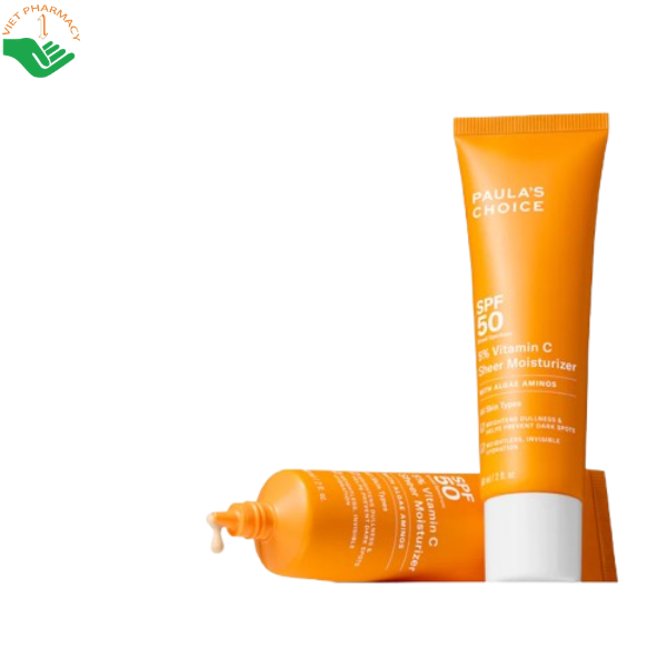 Kem chống nắng dưỡng ẩm 5% Vitamin C SPF 50 Paula's Choice giúp làm sáng, đều màu da và bảo vệ da trước UVA, UVB (Tuýp 60ml)
