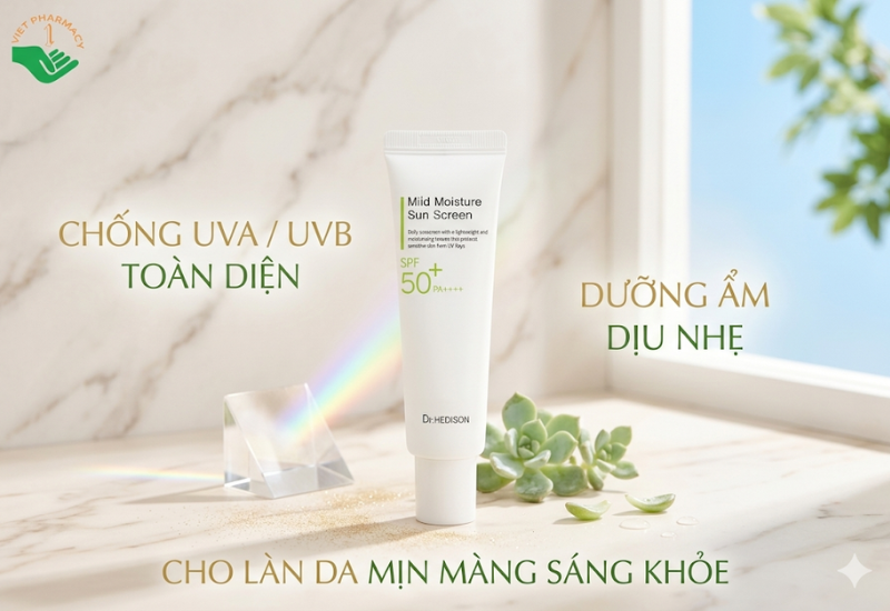 Kem chống nắng dưỡng da Mild Moisture Sun Screen Dr.Hedison chống tia UVA và UVB (Tuýp 50ml)