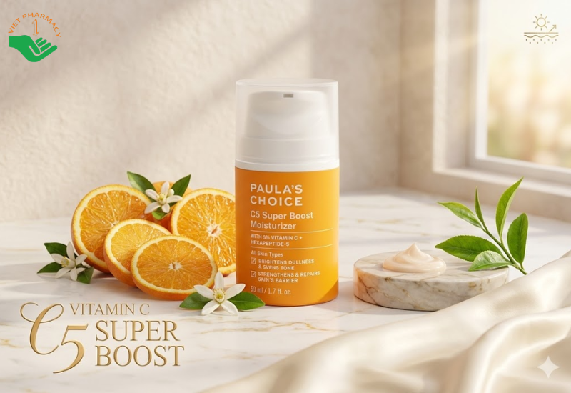 Kem dưỡng ẩm 5% Vitamin C C5 Super Boost Moisturizer Paula's Choice làm sáng da, tăng sinh collagen và giúp da mềm mịn (Chai 50ml)