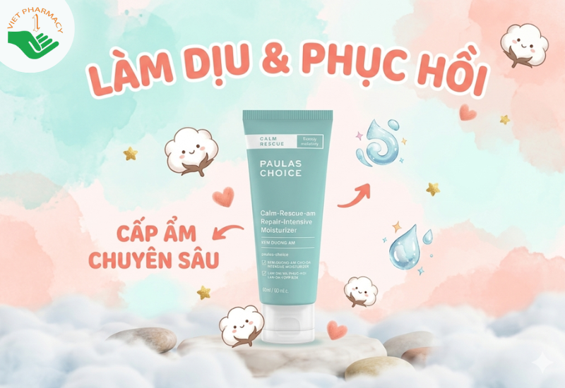 Kem dưỡng ẩm cho da khô nhạy cảm Calm Rescue & Repair Intensive Moisturizer Paula's Choice làm dịu và phục hồi làn da (Tuýp 60ml)