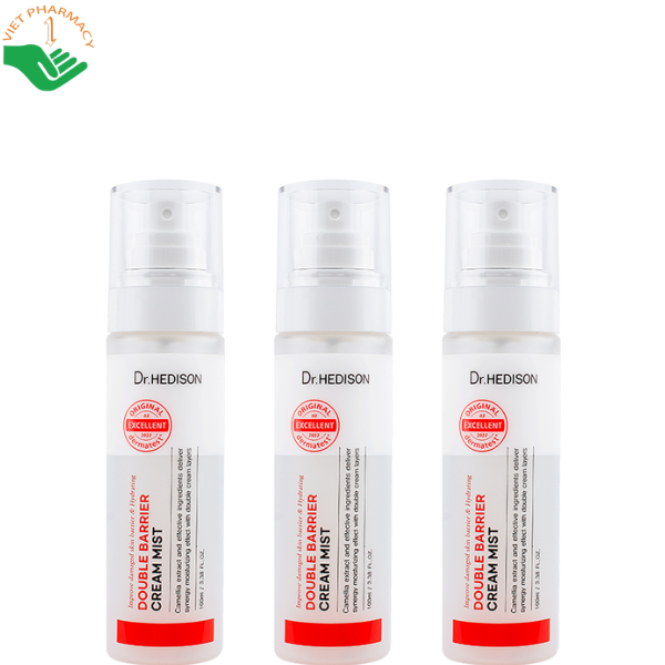 Kem dưỡng ẩm dạng xịt Double Barrier Cream Mist Dr.Hedison hỗ trợ cải thiện độ đàn hồi da (Chai 100ml)