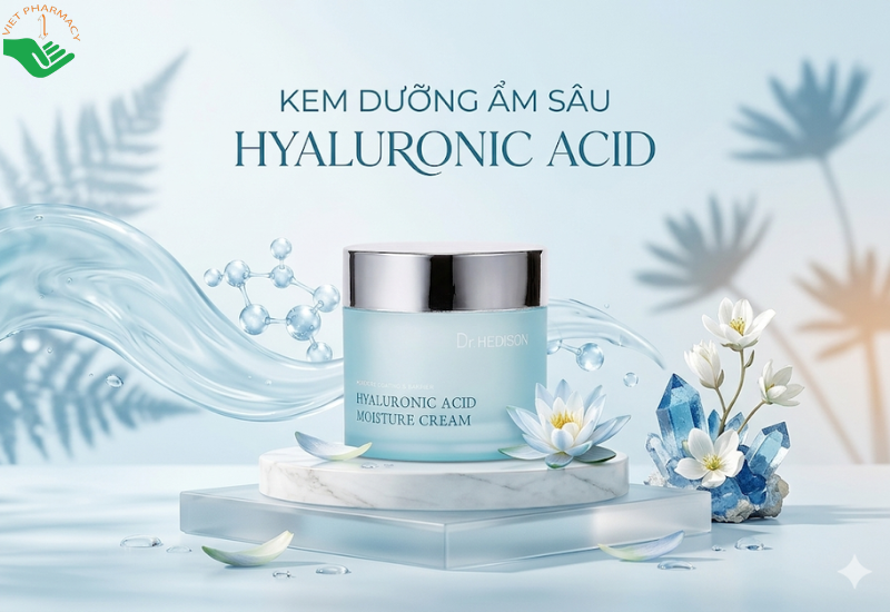 Kem dưỡng ẩm Hyaluronic Acid Moisture Cream Dr.Hedison làm dịu da kích ứng và làm chậm quá trình lão hóa (Hũ 85ml)