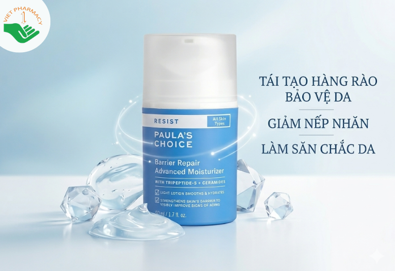 Kem dưỡng ẩm Resist Barrier Repair Advanced Moisturizer Paula's Choice tái tạo hàng rào bảo vệ da, giảm nếp nhăn và làm săn chắc da (Chai 50ml)