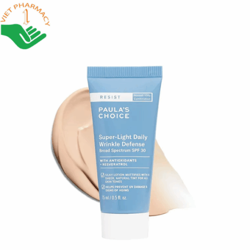 Kem dưỡng chống nắng Resist Super-Light Daily Wrinkle Defense SPF 30 Paula's Choice chống tia UV và dưỡng sáng da (Tuýp 60ml)