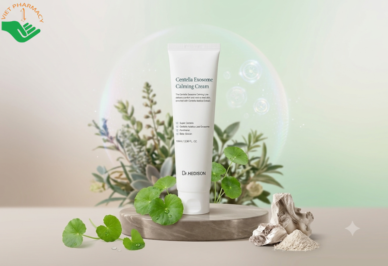 Kem dưỡng làm dịu da Centella Exosome Calming Cream Dr.Hedison củng cố hàng rào bảo vệ da và duy trì độ ẩm (Tuýp 100ml)