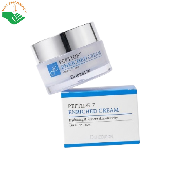 Kem dưỡng Peptide 7 Enriched Cream Dr.Hedison giúp giảm nếp nhăn và chống lão hóa (Hũ 50ml)