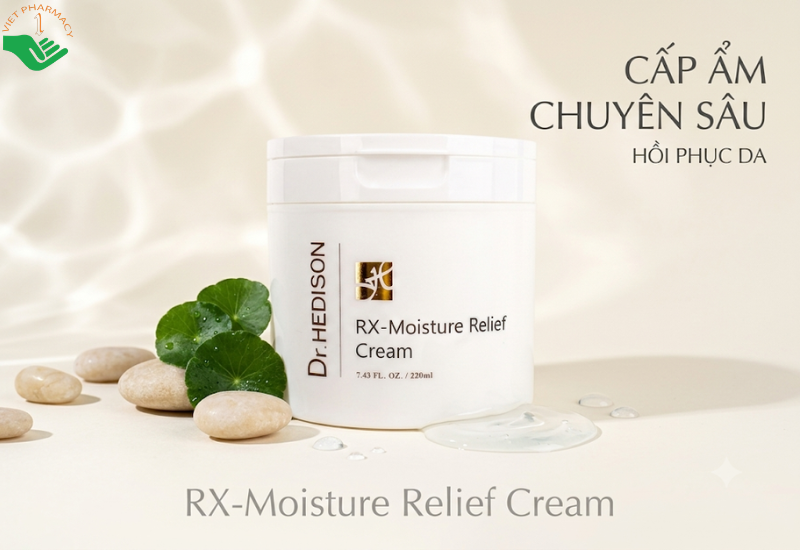 Kem dưỡng Rx-Moisture Relief Cream Dr.Hedison làm dịu và phục hồi hàng vào lipid (Hũ 220ml)