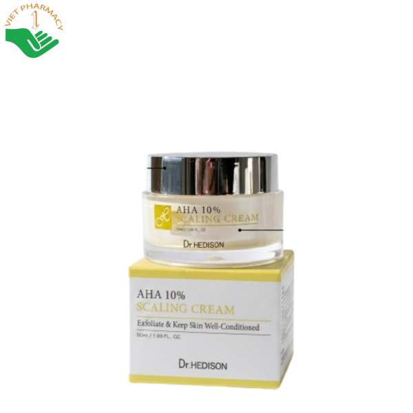 Kem dưỡng tẩy tế bào chết AHA 10% Scaling Cream Dr.Hedison tẩy tế bào chết và làm sáng da (Hũ 50ml)
