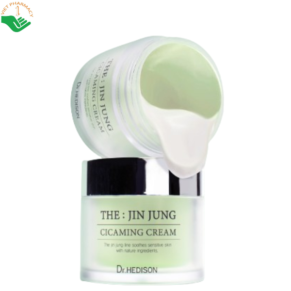 Kem dưỡng trị mụn The: Jin Jung Cicaming Cream Dr.Hedison giảm mụn, kháng viên và kiểm soát dầu nhờn (Hũ 50ml)