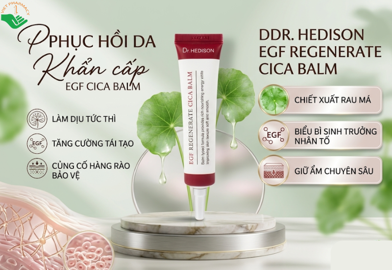 Kem sáp dưỡng cao cấp EGF Regenerate CiCa balm Dr.Hedison khóa ẩm chuyên sâu và phục hồi da tổn thương (Tuýp 30ml)