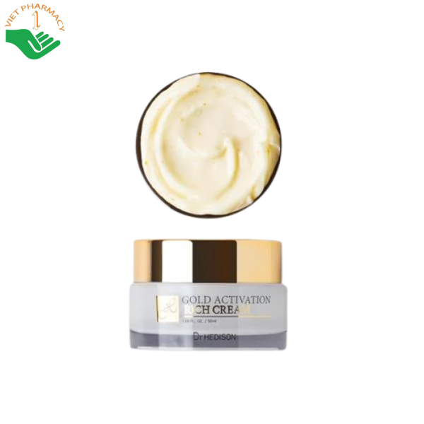Kem vàng 24K Gold Activation Rich Cream Dr.Hedison dưỡng sáng da và hỗ trợ giảm nếp nhăn (Hũ 50ml)