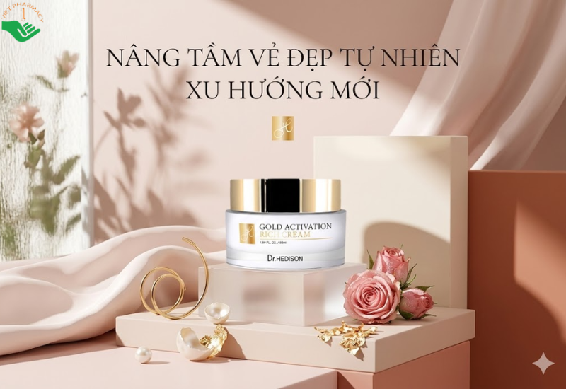 Kem vàng 24K Gold Activation Rich Cream Dr.Hedison dưỡng sáng da và hỗ trợ giảm nếp nhăn (Hũ 50ml)