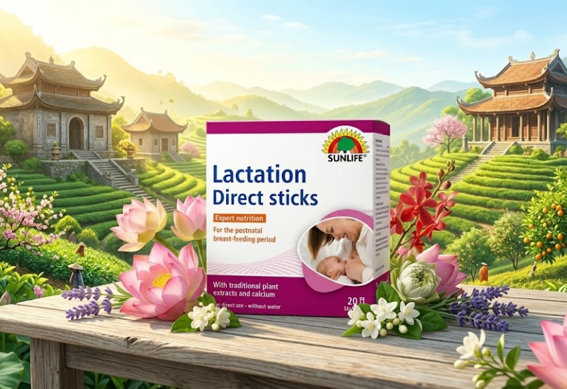Viên uống bổ sung tăng tiết sữa Lactation Direct sticks Sunlife (Hộp 20 gói)